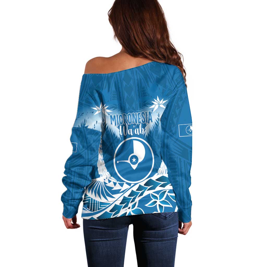 FSM Yap Day Off Shoulder Sweater 2025 Wa'ab Micronesia Flag Color