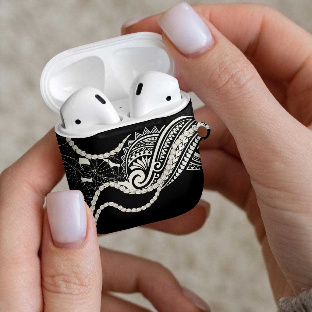 Aloha Hawaii Kalo Pikake Lei AirPods Case Chest Tattoo Black Hawaiian Pattern