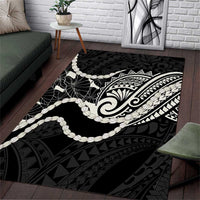 Aloha Hawaii Kalo Pikake Lei Area Rug Chest Tattoo Black Hawaiian Pattern LT14 Black - Polynesian Pride