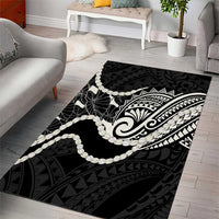 Aloha Hawaii Kalo Pikake Lei Area Rug Chest Tattoo Black Hawaiian Pattern LT14 - Polynesian Pride