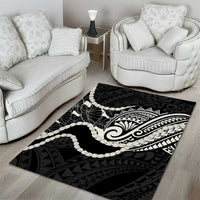 Aloha Hawaii Kalo Pikake Lei Area Rug Chest Tattoo Black Hawaiian Pattern LT14 - Polynesian Pride