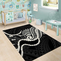 Aloha Hawaii Kalo Pikake Lei Area Rug Chest Tattoo Black Hawaiian Pattern LT14 - Polynesian Pride