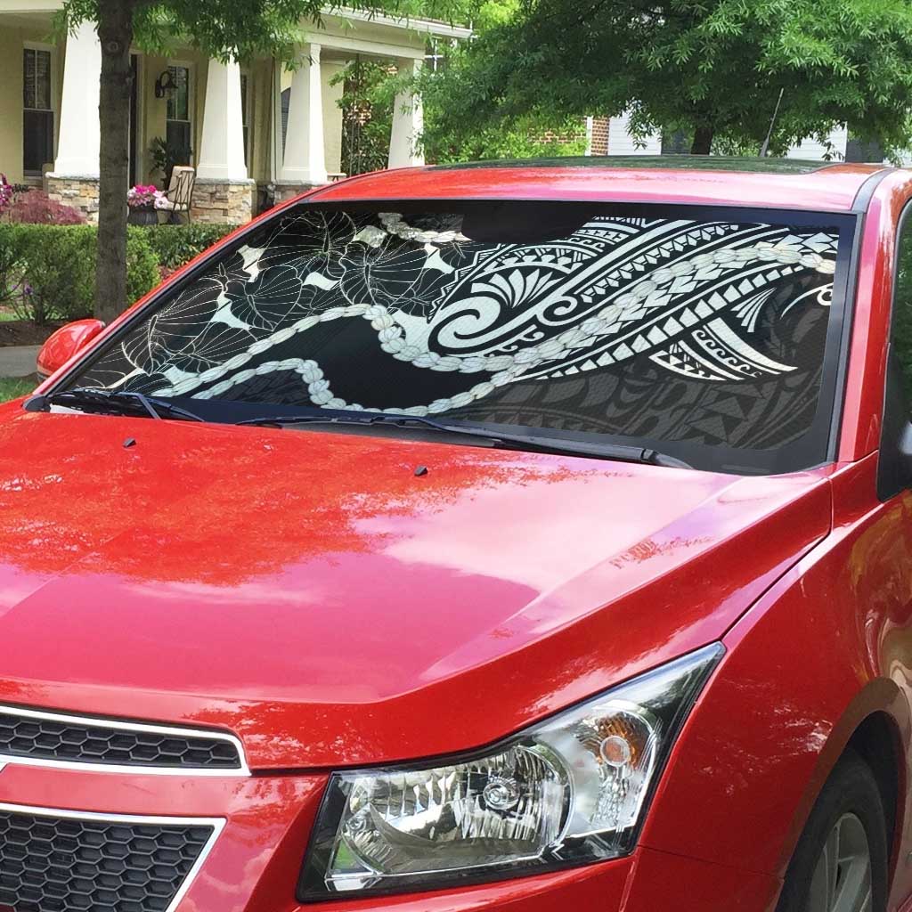 Aloha Hawaii Kalo Pikake Lei Auto Sun Shade Chest Tattoo Black Hawaiian Pattern
