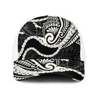 Aloha Hawaii Kalo Pikake Lei Baseball Net Cap Chest Tattoo Black Hawaiian Pattern