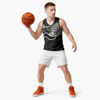 Aloha Hawaii Kalo Pikake Lei Basketball Jersey Chest Tattoo Black Hawaiian Pattern