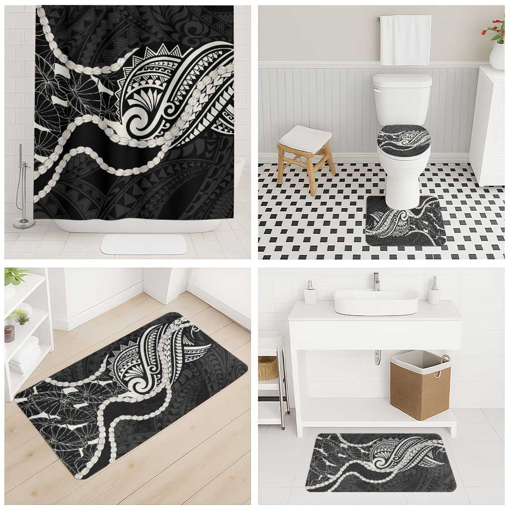 Aloha Hawaii Kalo Pikake Lei Bathroom Set Chest Tattoo Black Hawaiian Pattern LT14 - Polynesian Pride