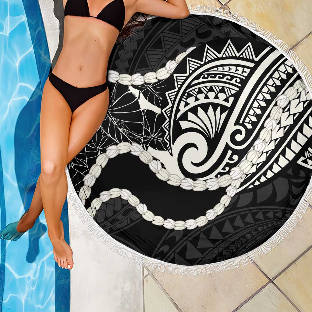Aloha Hawaii Kalo Pikake Lei Beach Blanket Chest Tattoo Black Hawaiian Pattern LT14 - Polynesian Pride