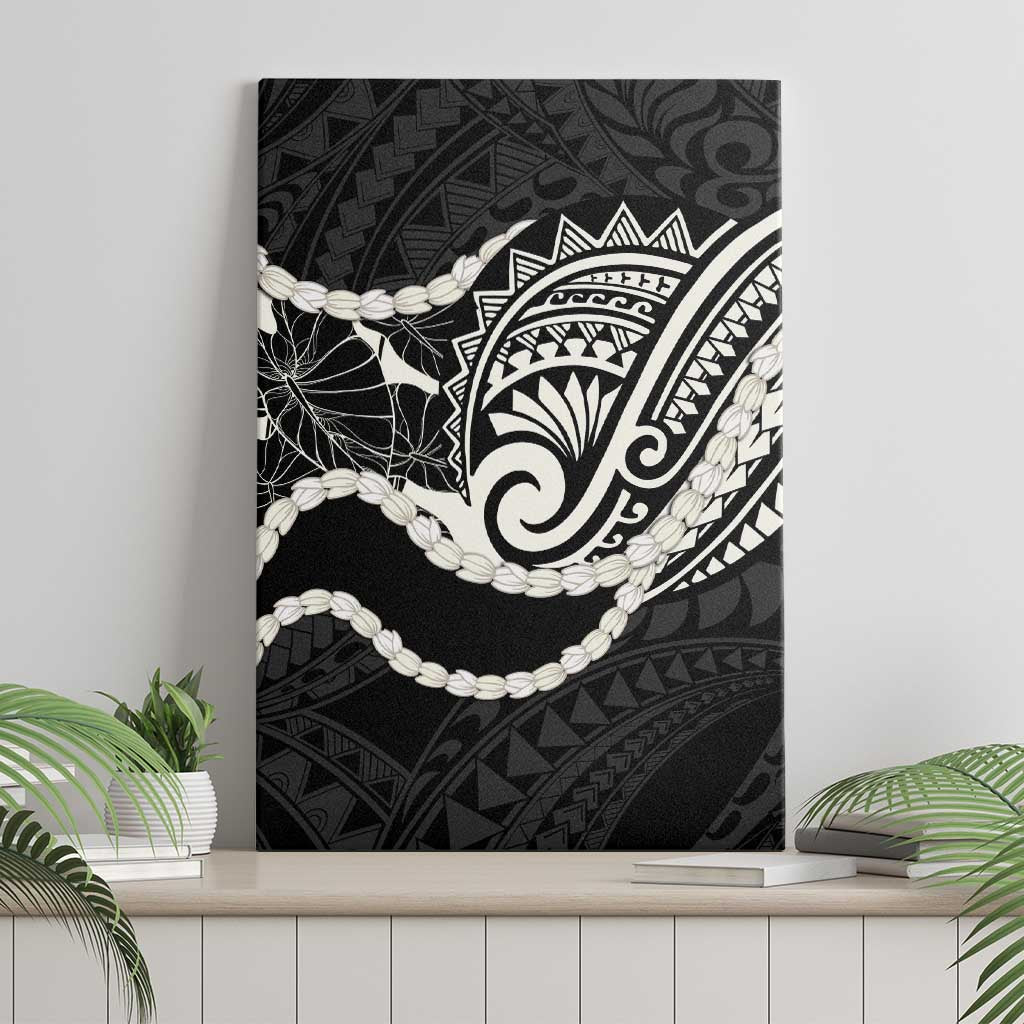 Aloha Hawaii Kalo Pikake Lei Canvas Wall Art Chest Tattoo Black Hawaiian Pattern LT14 - Polynesian Pride