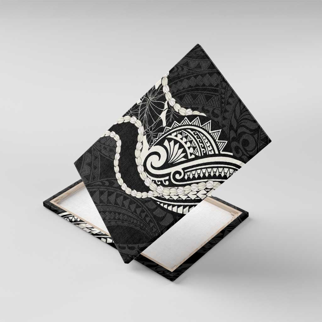 Aloha Hawaii Kalo Pikake Lei Canvas Wall Art Chest Tattoo Black Hawaiian Pattern LT14 With Frame Black - Polynesian Pride