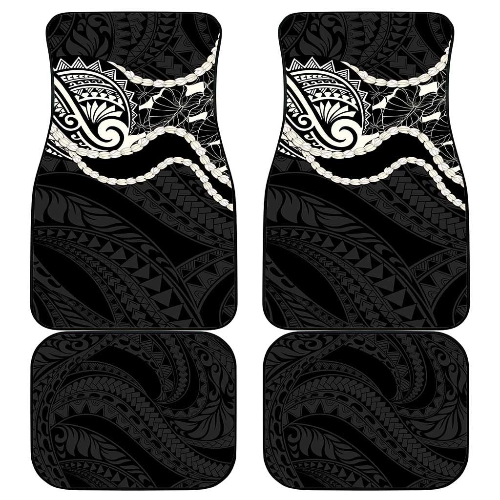 Aloha Hawaii Kalo Pikake Lei Car Mats Chest Tattoo Black Hawaiian Pattern LT14 - Polynesian Pride