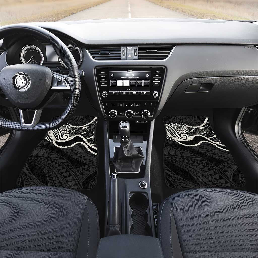 Aloha Hawaii Kalo Pikake Lei Car Mats Chest Tattoo Black Hawaiian Pattern LT14 Set 2pcs - Front Black - Polynesian Pride