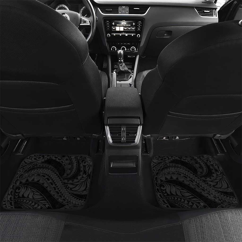 Aloha Hawaii Kalo Pikake Lei Car Mats Chest Tattoo Black Hawaiian Pattern LT14 Set 2pcs - Back Black - Polynesian Pride