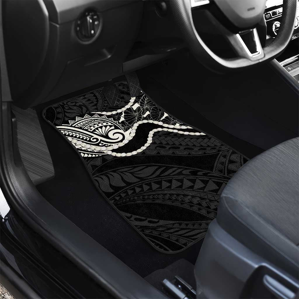 Aloha Hawaii Kalo Pikake Lei Car Mats Chest Tattoo Black Hawaiian Pattern LT14 - Polynesian Pride