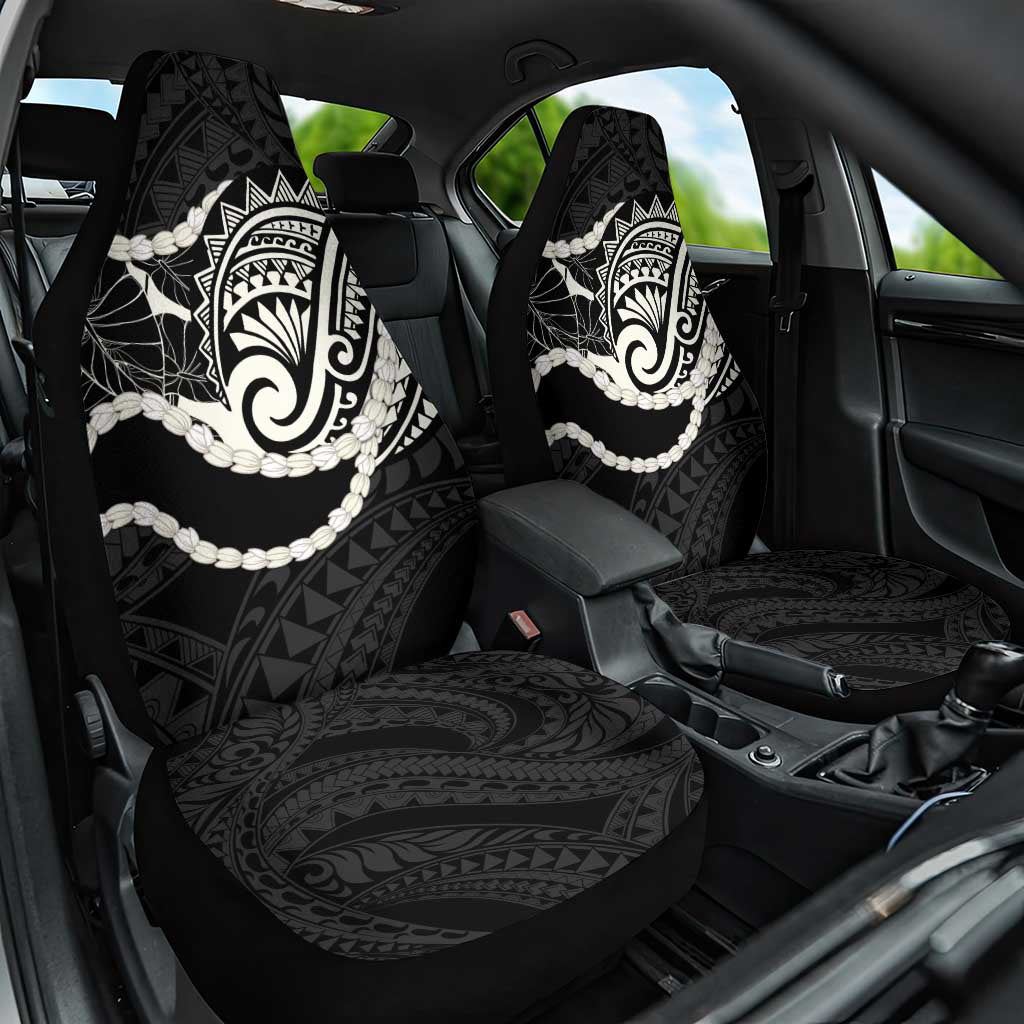 Aloha Hawaii Kalo Pikake Lei Car Seat Cover Chest Tattoo Black Hawaiian Pattern