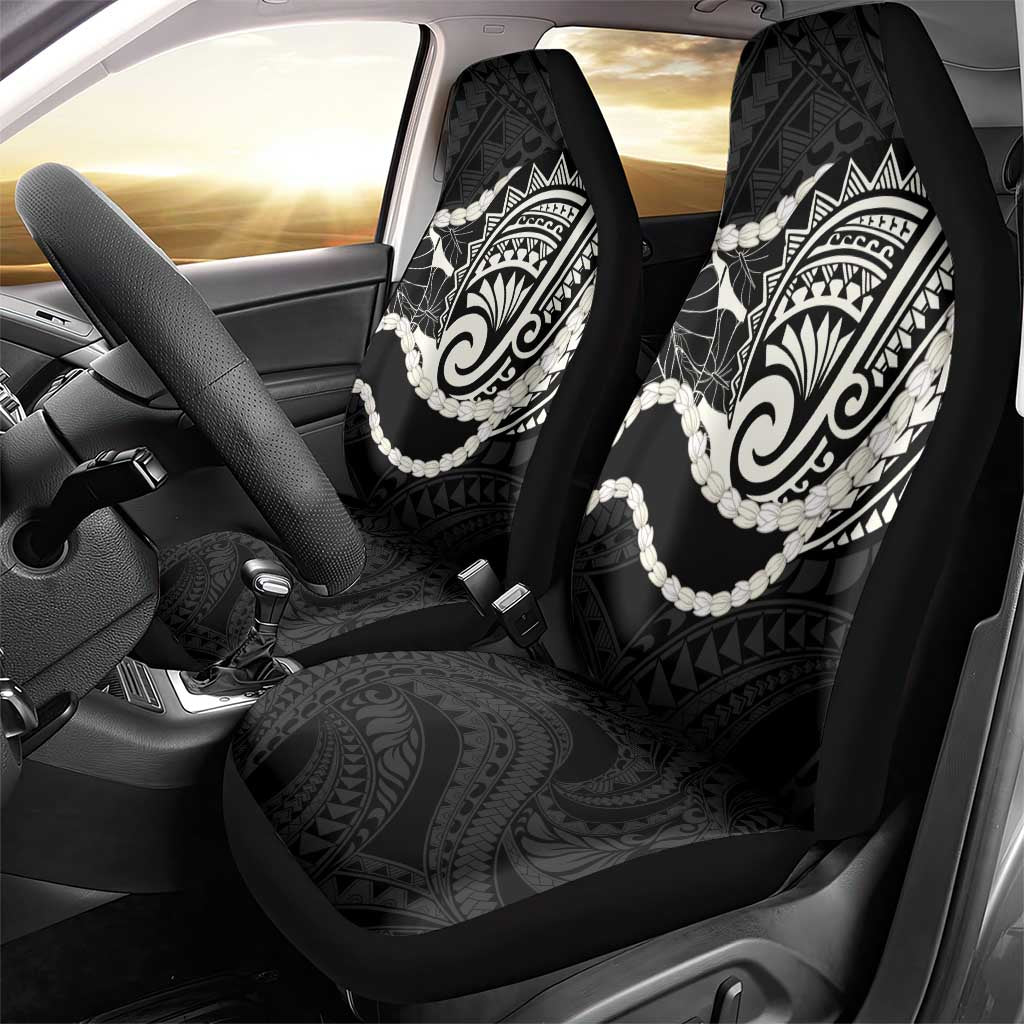 Aloha Hawaii Kalo Pikake Lei Car Seat Cover Chest Tattoo Black Hawaiian Pattern