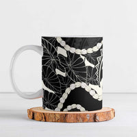 Aloha Hawaii Kalo Pikake Lei Ceramic Mug Chest Tattoo Black Hawaiian Pattern