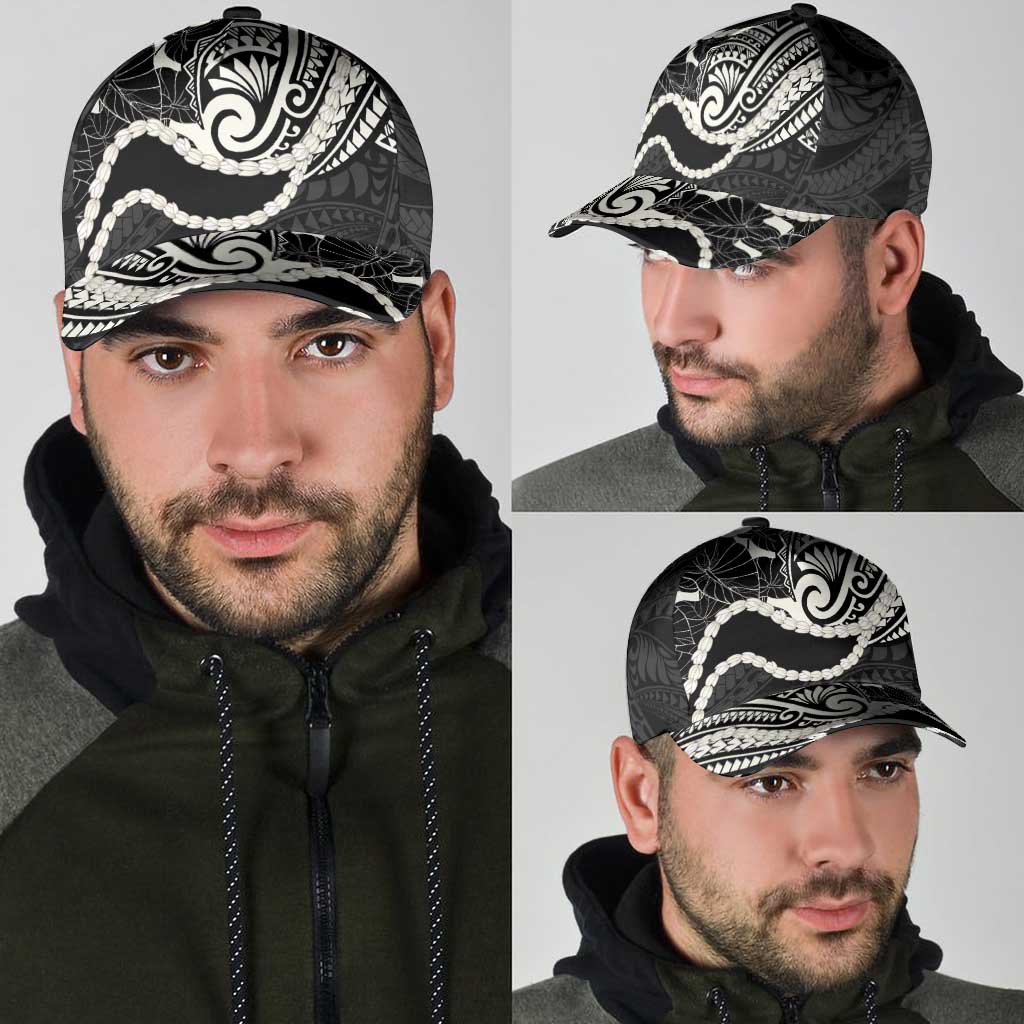 Aloha Hawaii Kalo Pikake Lei Classic Cap Chest Tattoo Black Hawaiian Pattern