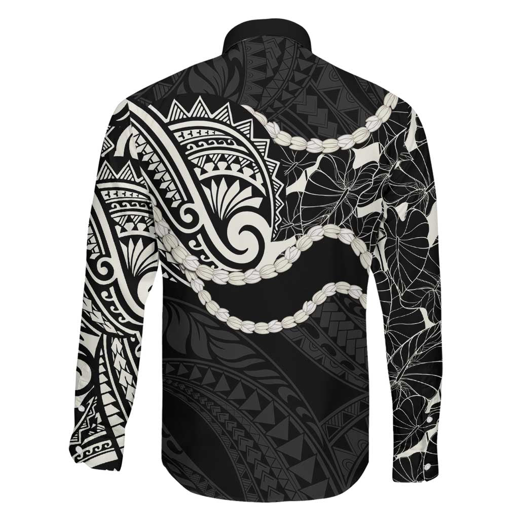 Aloha Hawaii Kalo Pikake Lei Family Matching Summer Maxi Dress and Hawaiian Shirt Chest Tattoo Black Hawaiian Pattern