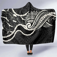 Aloha Hawaii Kalo Pikake Lei Hooded Blanket Chest Tattoo Black Hawaiian Pattern