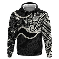 Aloha Hawaii Kalo Pikake Lei Hoodie Chest Tattoo Black Hawaiian Pattern