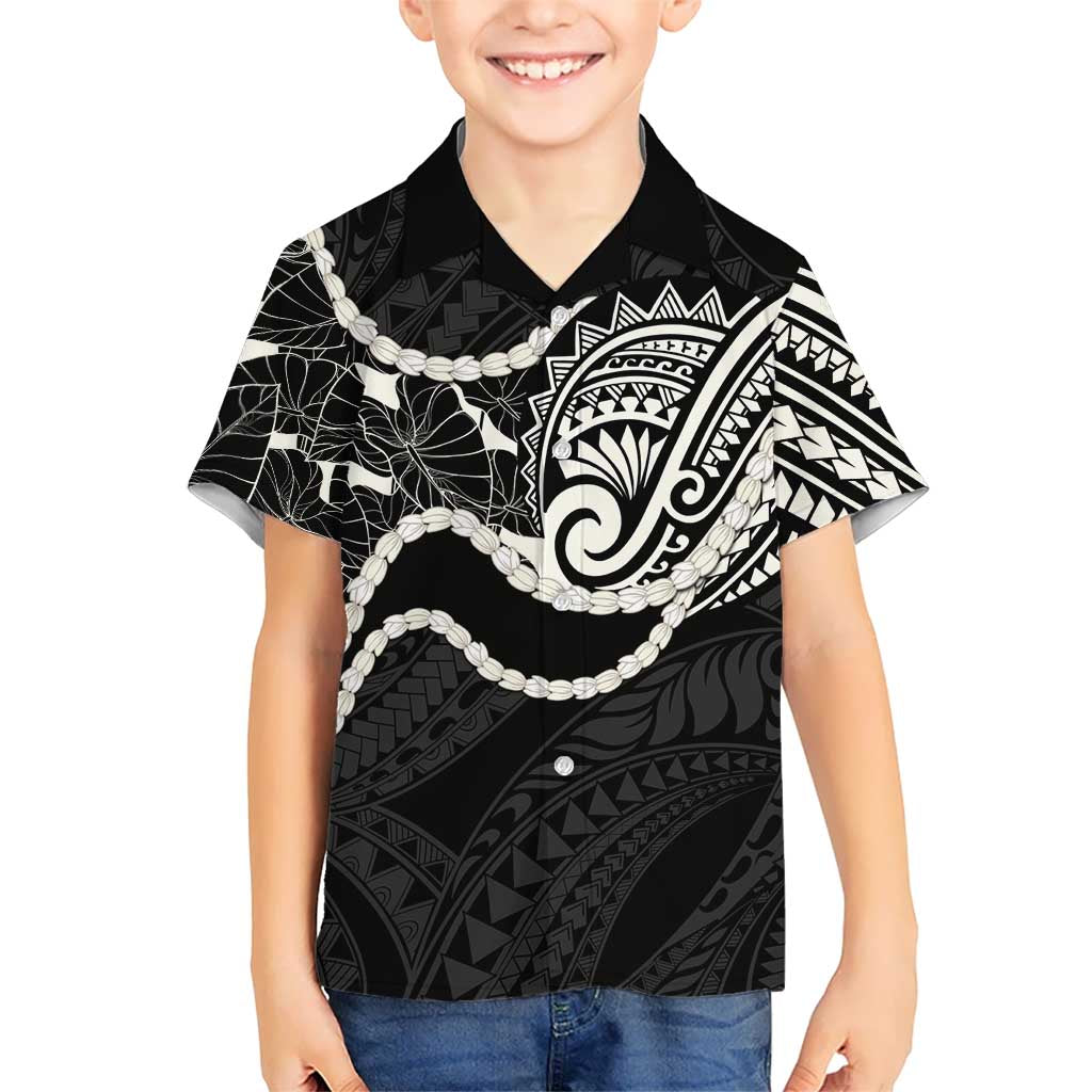 Aloha Hawaii Kalo Pikake Lei Kid Hawaiian Shirt Chest Tattoo Black Hawaiian Pattern LT14 Kid Black - Polynesian Pride