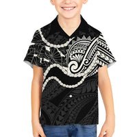 Aloha Hawaii Kalo Pikake Lei Kid Hawaiian Shirt Chest Tattoo Black Hawaiian Pattern LT14 Kid Black - Polynesian Pride