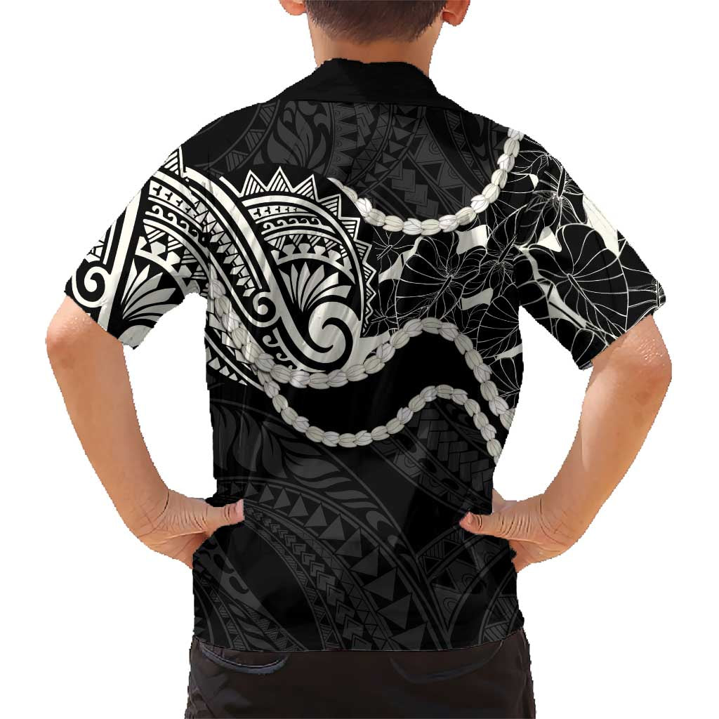 Aloha Hawaii Kalo Pikake Lei Kid Hawaiian Shirt Chest Tattoo Black Hawaiian Pattern LT14 - Polynesian Pride