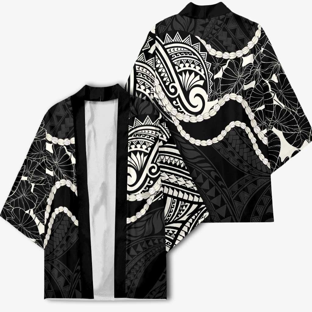 Aloha Hawaii Kalo Pikake Lei Kimono Chest Tattoo Black Hawaiian Pattern