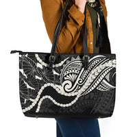 Aloha Hawaii Kalo Pikake Lei Leather Tote Bag Chest Tattoo Black Hawaiian Pattern