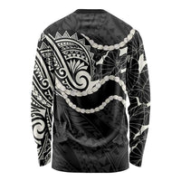 Aloha Hawaii Kalo Pikake Lei Long Sleeve Shirt Chest Tattoo Black Hawaiian Pattern
