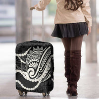 Aloha Hawaii Kalo Pikake Lei Luggage Cover Chest Tattoo Black Hawaiian Pattern