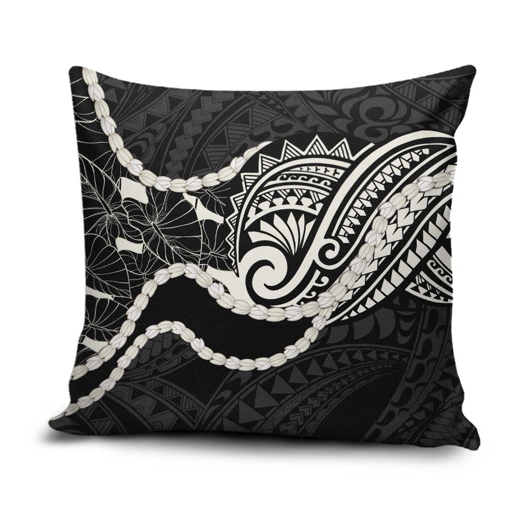 Aloha Hawaii Kalo Pikake Lei Pillow Cover Chest Tattoo Black Hawaiian Pattern LT14 Black - Polynesian Pride