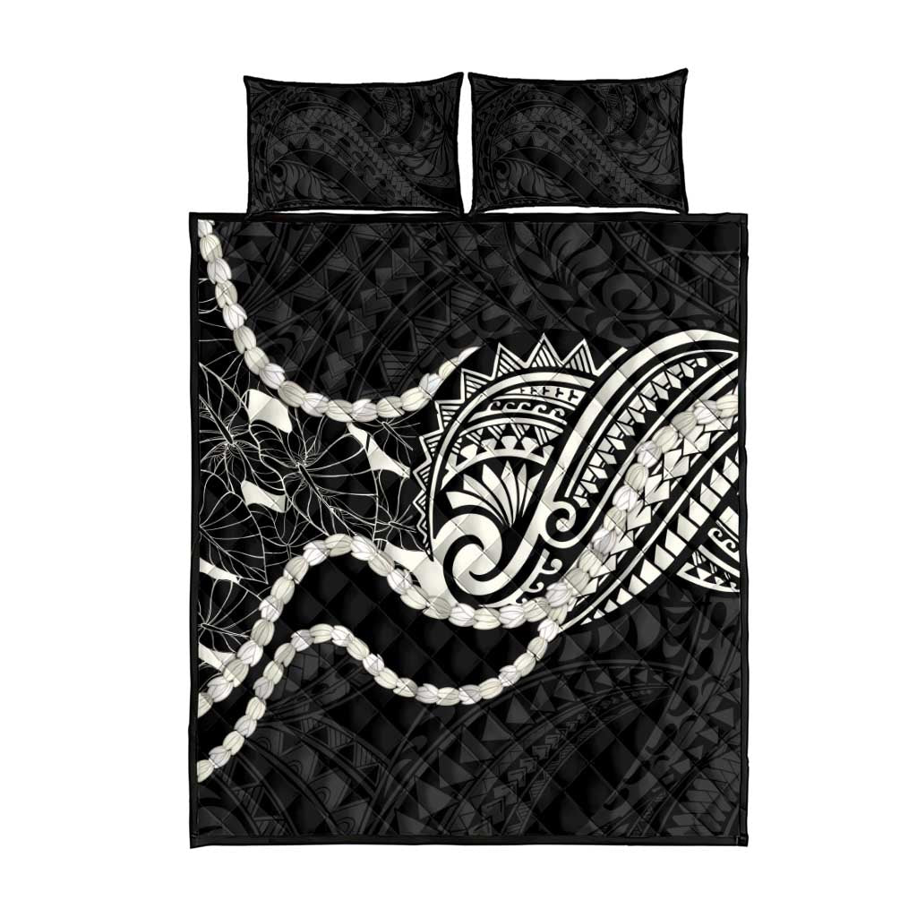 Aloha Hawaii Kalo Pikake Lei Quilt Bed Set Chest Tattoo Black Hawaiian Pattern LT14 - Polynesian Pride