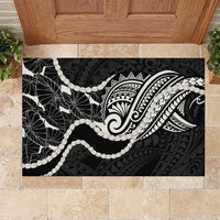 Aloha Hawaii Kalo Pikake Lei Rubber Doormat Chest Tattoo Black Hawaiian Pattern LT14 Black - Polynesian Pride