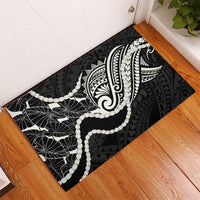 Aloha Hawaii Kalo Pikake Lei Rubber Doormat Chest Tattoo Black Hawaiian Pattern LT14 - Polynesian Pride