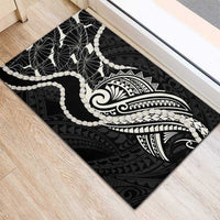 Aloha Hawaii Kalo Pikake Lei Rubber Doormat Chest Tattoo Black Hawaiian Pattern LT14 - Polynesian Pride