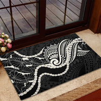 Aloha Hawaii Kalo Pikake Lei Rubber Doormat Chest Tattoo Black Hawaiian Pattern LT14 - Polynesian Pride