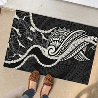 Aloha Hawaii Kalo Pikake Lei Rubber Doormat Chest Tattoo Black Hawaiian Pattern LT14 - Polynesian Pride