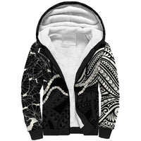 Aloha Hawaii Kalo Pikake Lei Sherpa Hoodie Chest Tattoo Black Hawaiian Pattern LT14 Unisex Black - Polynesian Pride