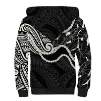 Aloha Hawaii Kalo Pikake Lei Sherpa Hoodie Chest Tattoo Black Hawaiian Pattern LT14 - Polynesian Pride