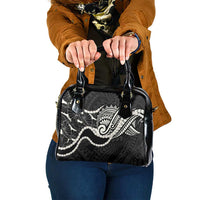 Aloha Hawaii Kalo Pikake Lei Shoulder Handbag Chest Tattoo Black Hawaiian Pattern