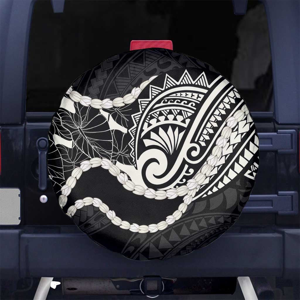 Aloha Hawaii Kalo Pikake Lei Spare Tire Cover Chest Tattoo Black Hawaiian Pattern
