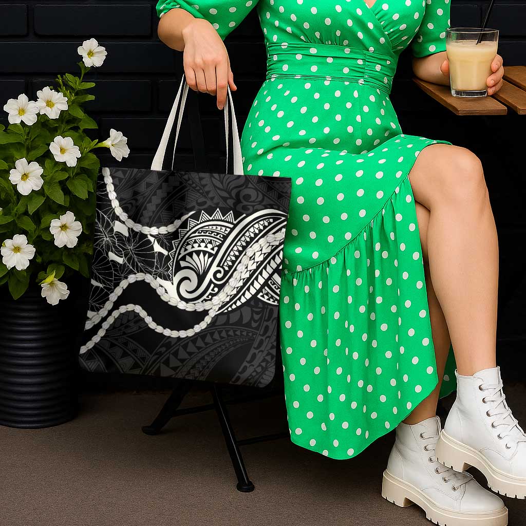 Aloha Hawaii Kalo Pikake Lei Tote Bag Chest Tattoo Black Hawaiian Pattern
