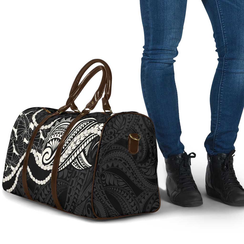 Aloha Hawaii Kalo Pikake Lei Travel Bag Chest Tattoo Black Hawaiian Pattern
