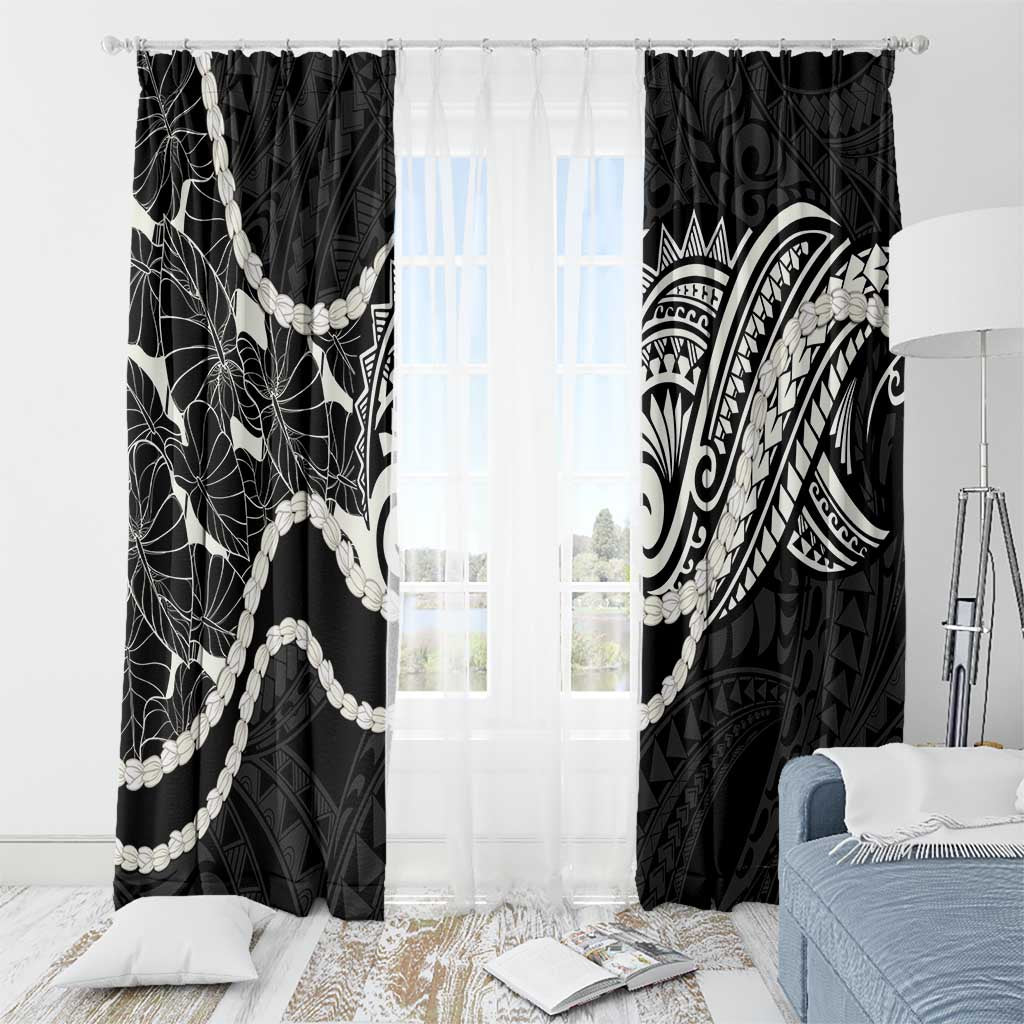 Aloha Hawaii Kalo Pikake Lei Window Curtain Chest Tattoo Black Hawaiian Pattern