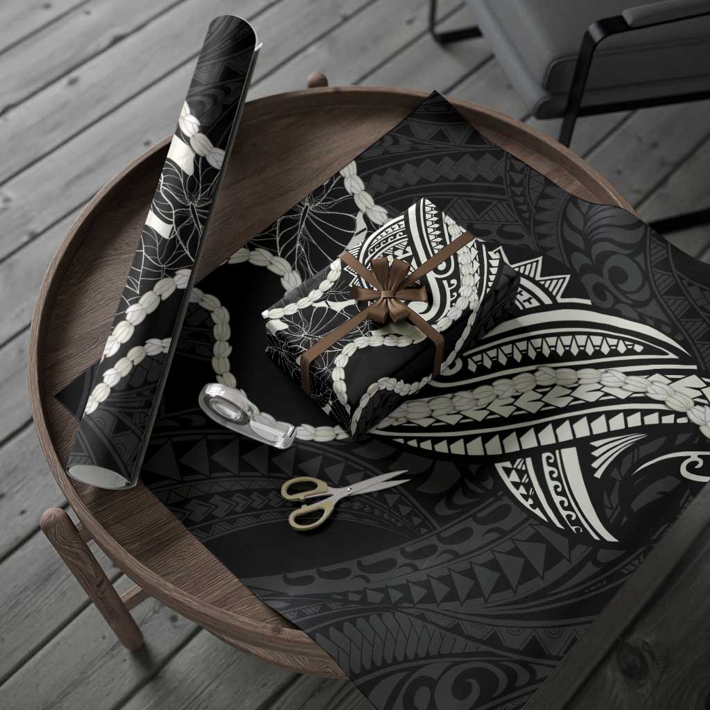 Aloha Hawaii Kalo Pikake Lei Wrapping Paper Chest Tattoo Black Hawaiian Pattern LT14 - Polynesian Pride