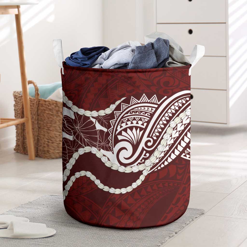 Aloha Hawaii Kalo Pikake Lei Laundry Basket Chest Tattoo Oxblood Hawaiian Pattern