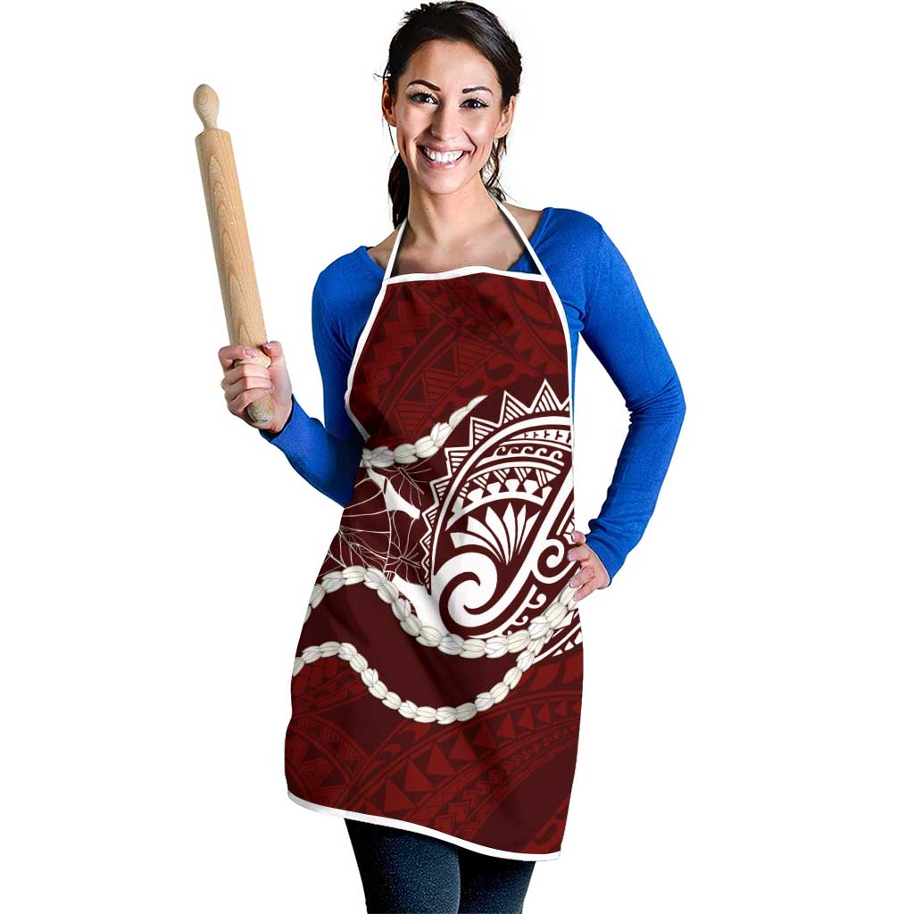 Aloha Hawaii Kalo Pikake Lei Apron Chest Tattoo Oxblood Hawaiian Pattern