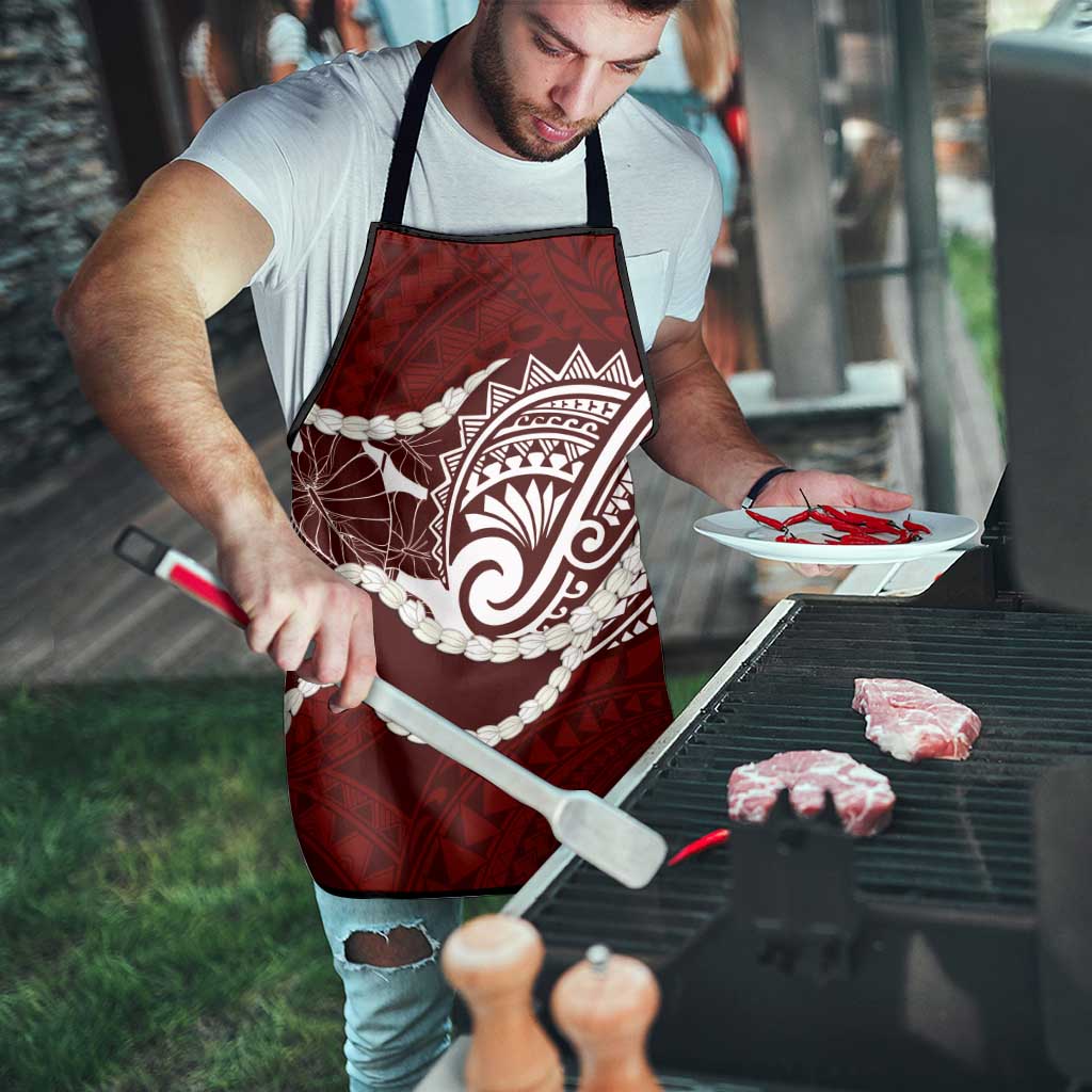 Aloha Hawaii Kalo Pikake Lei Apron Chest Tattoo Oxblood Hawaiian Pattern