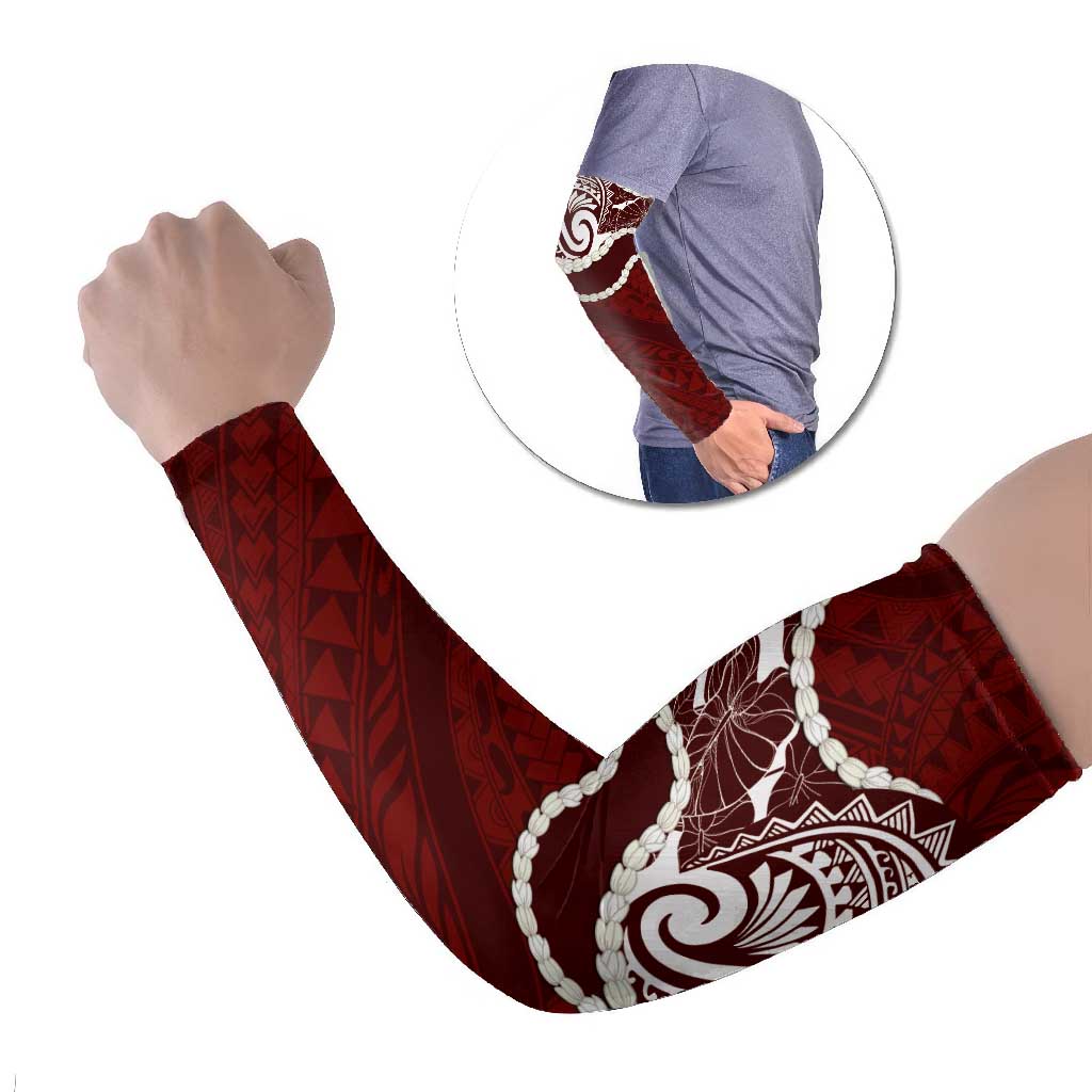 Aloha Hawaii Kalo Pikake Lei Arm Sleeves Chest Tattoo Oxblood Hawaiian Pattern